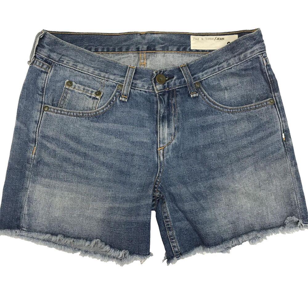 Rag & Bone JEAN Denim Shorts Womens 24 Blue Prescott Raw Cutoff Frayed Hem (30W)